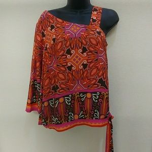 Chico"s One Shoulder Abstract Print Top